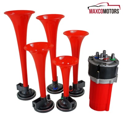 Красный Воздушный Клаксон Сигнал Отлично Подходит для Музыки &Quot;La Cucaracha&Quot; 125 Дб 12 в 5 Труб с Ком