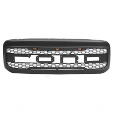 YORGA Black Front Grille Bumper Grill Fit For F250 1999-2004 With Lights