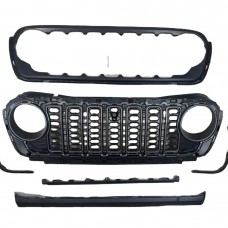 Передняя Решетка Jeep Wrangler Jl 2024, Матово-черная. Новые Автозапчасти с Камерой.