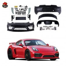 Обвес Porsche Cayman Gt4: Передний Бампер, Спойлер, Выхлопная Система. Черный Пластик.