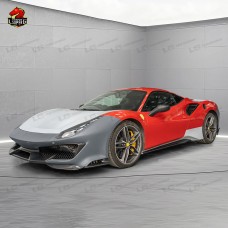 Обвес для Ferrari 488 Upgrade P Style 1:1: Бампер, Капот, Спойлер. Углеродное Волокно + Пп. Черный/белый.