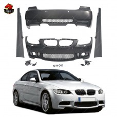 Обвес в Стиле M3 для Bmw 3 Серии E92 E93, Черный Пластик, с Передним и Задним Бампером, Боковыми Юбками и Противотуманными Фарами.