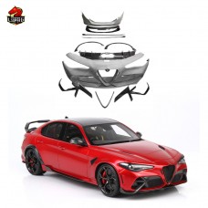 Обвес для Alfa Romeo Giulia в Стиле G: Передний и Задний Бамперы, Диффузор. Углеродное Волокно, Черный.
