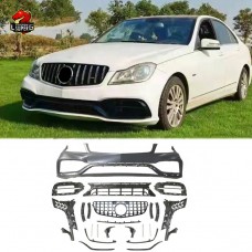 Бампер для Mercedes-benz C-klasse, Cla-klasse. Черный Пластик. Апгрейд W205 Amg.