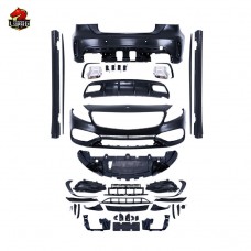 Обвес A45 Amg для Mercedes A-klasse: Передний Бампер, Задние Юбки. Черный Пластик.