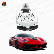Комплект Кузова Ferrari 488 из Углеродного Волокна, Черный/белый, Misha Style