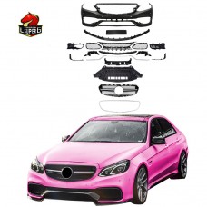 Бамперы Mercedes Benz E-klasse E200 E300 E250 E63, Черный Пластик, Комплект Фар, Апгрейд.