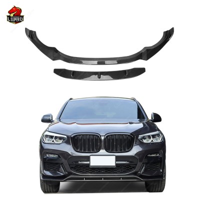 Передняя губа для BMW X3 G01, карбоновый стиль, черный.