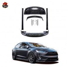 Комплект Кузова Tesla Model X: Кованый Карбоновый Стиль в Черном