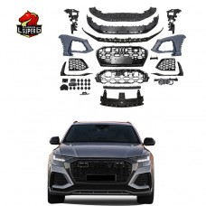 Бамперы и Диффузор Audi Q8, Rsq8 2021-2022, Черный Пластик