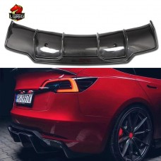 Диффузор Заднего Бампера из Углеродного Волокна для Tesla Model 3 в Черном Цвете.