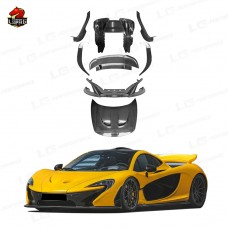 Комплект Обвеса Mclaren 650s/p1 из  Углеродного Волокна, Черный с Новым Спойлером.