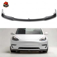 Передняя Губа Tesla Model 3 из Углеродного Волокна, Черный.