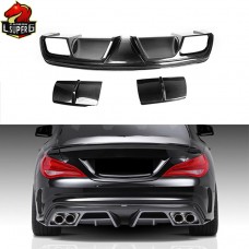 Диффузор Заднего Бампера C63 Amg Style для Mercedes-benz Cla W117 - Углеродное Волокно, Черный.