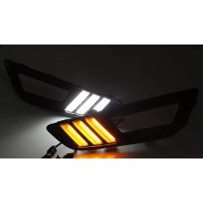 Дневные ходовые огни Ford Focus 2011-2018, водонепроницаемые, желтый сигнал DRL из пластика
