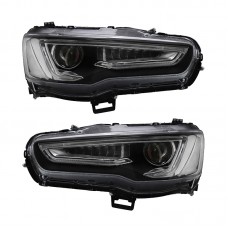 Фара Mitsubishi Lancer Evo LED DRL Демон Глаз черная, 2007-2015 год выпуска.
 