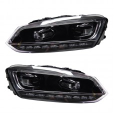 Светодиодные Фары Volkswagen Polo 2011-2018, Черные, Аксессуары для Vw Polo, Головной Фонарь. 