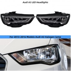 Фары Audi A3 8v 2013-2016, Led, Модернизированные, Черные 