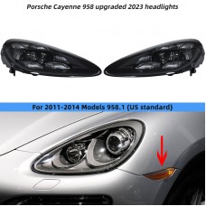 Светодиодные Фары Porsche Cayenne 958 958,1 2011-2014 Год, Модернизированный Drl, Черный. (Для галеновых галогенных огней (стандарт США)) 