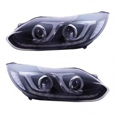 Фара Ford Focus Mk3 2012-2014 LED DRL, проектор, пластиковая, стильный аксессуар
 Цена за:1 комплект