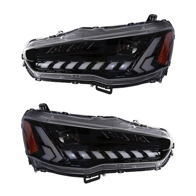 Светодиодные фары Mitsubishi Lancer X черного цвета