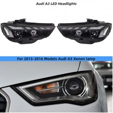 Led Фары Audi A3 Sportback 2013-2016, Модернизированные, Черного Цвета. (Для Audi A3 Ксеноновые огни) Цена за:1 комплект