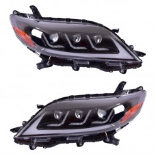 Фара для Toyota Sienna 2011-2020. Светодиодная Передняя Фара в Черном Цвете. Цена за:1 комплект