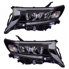 Фары для Toyota Land Cruiser Prado 150, Передние Фары 2018-2021, Цвет Черный, Высокое Качество (Для Toyota Prado объективный) Цена за:1 комплект