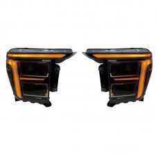 Фары для Ford Raptor F150 2021-2023, Led-освещение, Сша, Черный. (Для Ford Raptor F-150 XLT) Цена за:1 комплект