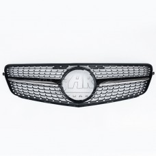 Передняя Решетка для Mercedes-benz C-klasse. Бриллиантовый Стиль, Черный и Серебристый Цвета. Абс Материал. (Черный)