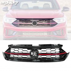 Решетка Бампера Volkswagen Jetta 2023+ Красного Цвета из Углеродного Волокна.