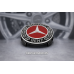  Колпачки на литые диски Mercedes-Benz 75мм черные красная звезда, заглушки в ступицу Мерседес, 4 шт.