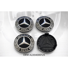 Колпачки на диски Mercedes-Benz 75 мм Мерседес черные 4шт, заглушки ступицы New Style для колес MB