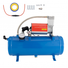 Компрессор воздушный с ресивером 6л, 12V, 150 PSI, для пневмосигнала и быстрой подкачки шин, синий