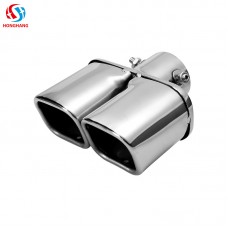 Square Mouth Double-row Curved Straight Car Tail Throat Thickened Stainless Steel Exhaust Pipe Tail Throat Double Pipe