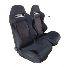 Universal New Pair Fabric Material Red Stitch Car Racing Seats Jbr1035 With Double Slider