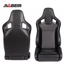 Jbr1039 Pair Universal Black Leather With Sliders Breathable Mesh Fabric Sport Bucket Racing Car Seat