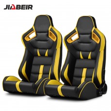 Jbr1041b Pair Universal Universal Pu Leather Reclinable Black Racing Seats