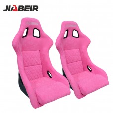 Jbr1097 Custom Logo Pink Suede Fiberglass Back Racing Bucket Seats