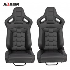 Jbr1074b Universal One Pair Recline Grey Pvc Leather Wide Flat Base Racing Car Seat