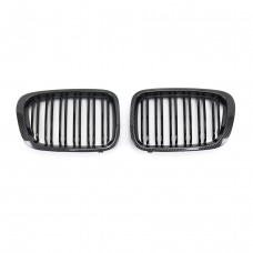 Grille Carbon Fiber Look Double Slat Replacement Front Kidney Bumper Grill Grilles For Bmw 3 series E46 21997-2001