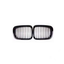 Dual Slat Double-slat 4-door Horizontal Bar Bright Black Grille For Bmw E46(four Doors) 3 Series