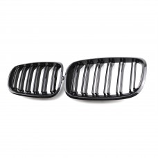 Front Grill Carbon Fiber Dual Slat Car Front Bumper Kidney Center Grill Mesh Grille For Bmw X5 E70 2008-2014