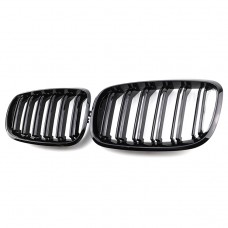 Gloss Black Grill Double Slat Front Bumper Hood Kidney Grille For Bmw X5/X6 E70 2008-2014