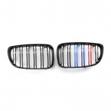 Double slat bumper grill upgrade M style facelift grille Car Front Bumper Kidney Grille for BMW 1 Series E87 2008-2014