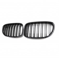 ABS glossy black double slats kidney front grille dual line front bumper grille For Bmw 7 series F01 2008-2012