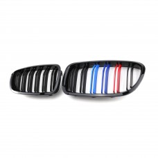 Replacement Car Grilles ABS 2 double slats three color front mesh grille For Bmw 5 series F10 2010-2017