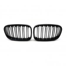 Front Gloss Black Racing Grilles Double Slat Front Bumper Kidney Grilles Grill for BMW 1 Series F20 2012 2013 2014