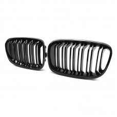 Front Bumper Kidney Grilles Grille Carbon Look double slat line car bumper mesh grill for BMW 1 Series F20 2012 2013 2014