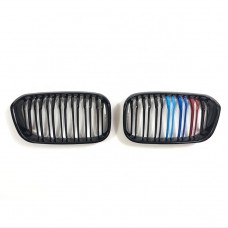 Dual Slat M Colour Front Grill Carbon Fiber Mesh Car Grill For BMW 1Series F20 2015-2018